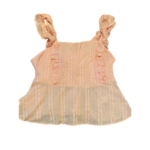 LC Lauren Conrad Pink Ruffle Strap Cotton Blend Tank Top